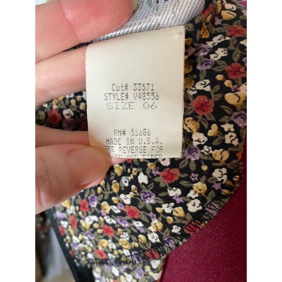 jumpsuit 1990s floral smocked top cottagecore pink yellow purple - Picture 9 of 10